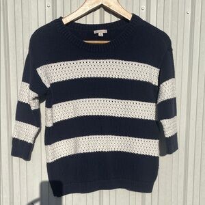 GAP Navy and White Striped Crewneck Sweater